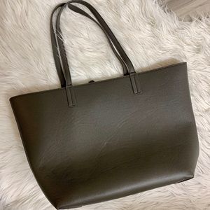 Dark Grey Tote with Bright Red Interior